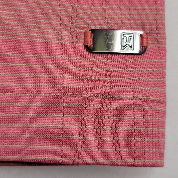 Nike Tiger Woods Stretch Fit Dry Moisture Wicking Striped M Pink Grey Polo Mens - Picture 9 of 16